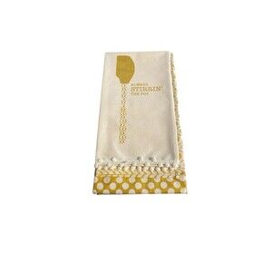 Set Of 3 Tea Towels Gold
